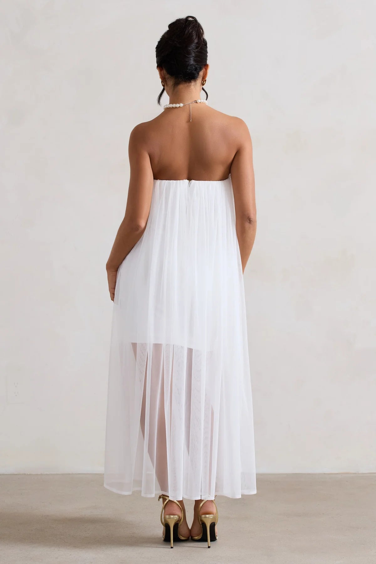 Ivory Sweetheart Corset Mini Dress With Tulle Overlay