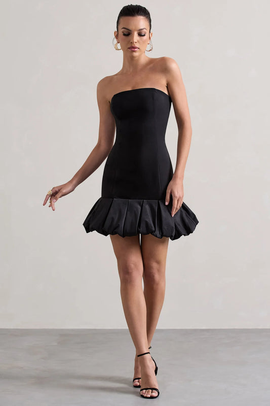 Bandeau Mini Dress With Ruffle Trim