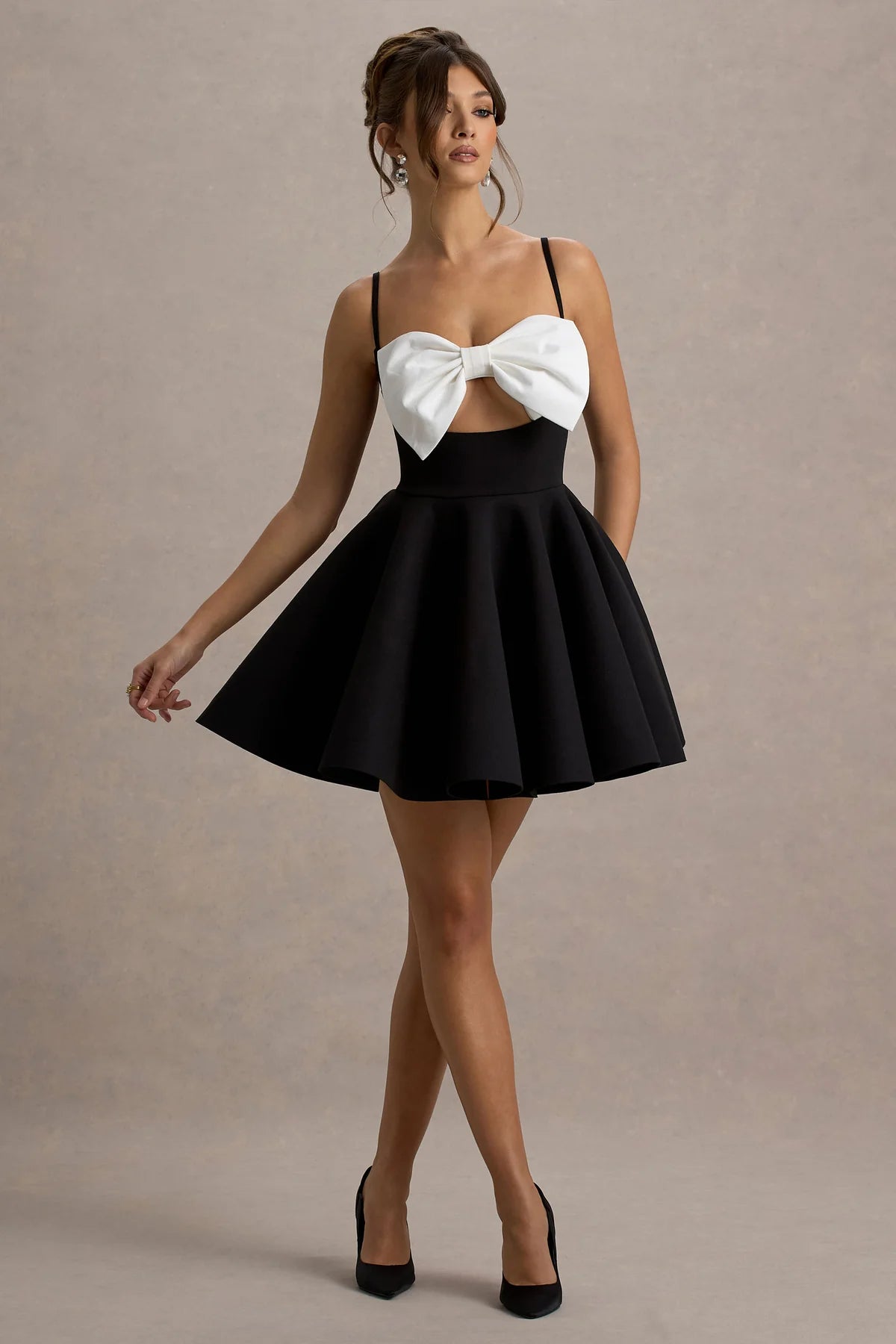 Black & White Bow Skater Mini Dress