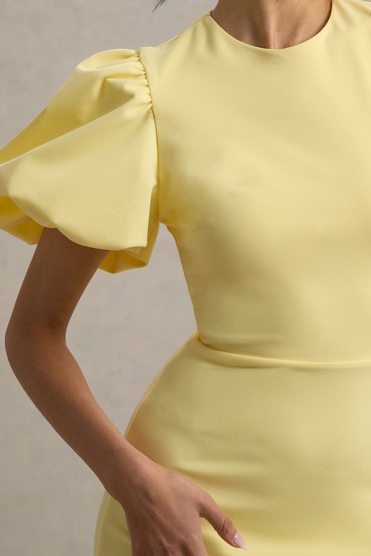 Puff-Sleeve Midi Dress