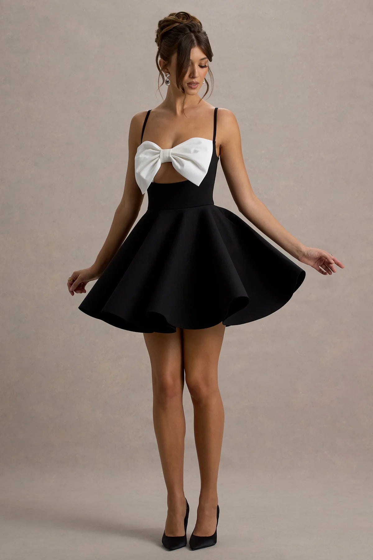 Black & White Bow Skater Mini Dress
