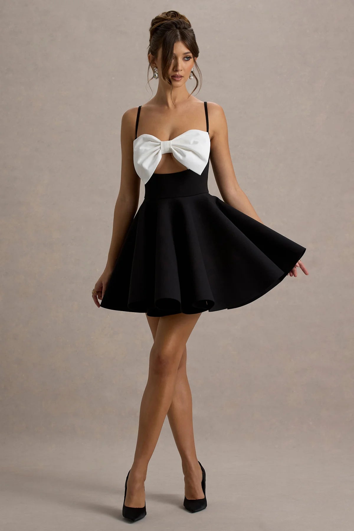 Black & White Bow Skater Mini Dress