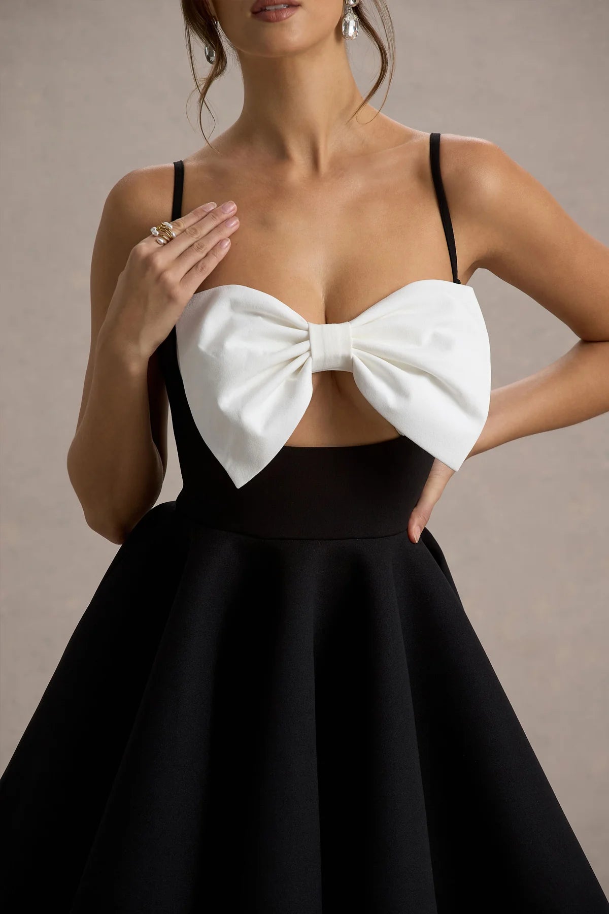 Black & White Bow Skater Mini Dress